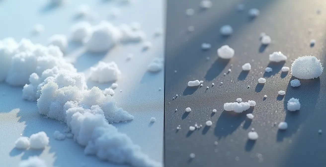 Comparaison visuelle de deux échantillons d'aluminium avec finition poudre et anodisée après exposition aux intempéries québécoises