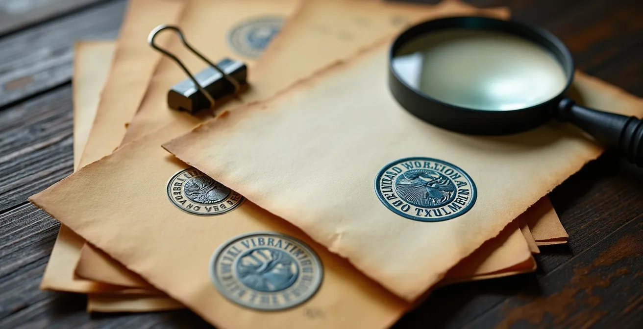 Arrangement de documents historiques suggérant des preuves de droits acquis pour un logement