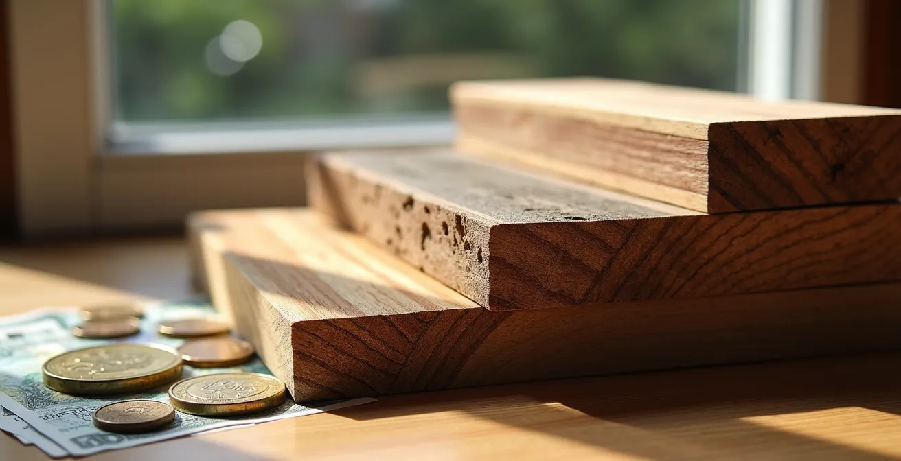 Évolution comparative des coûts cumulés sur 15 ans entre bois traité, composite et cèdre