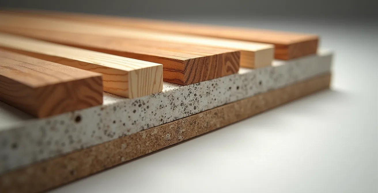 Coupe transversale d'un plancher montrant l'installation de barres résilientes et double couche de gypse