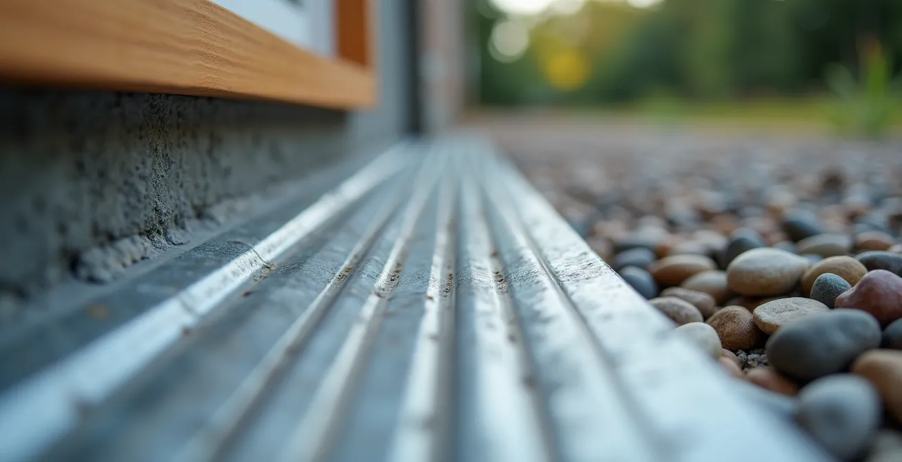 Coupe technique d'une margelle de fenêtre de sous-sol avec dimensions conformes aux normes québécoises