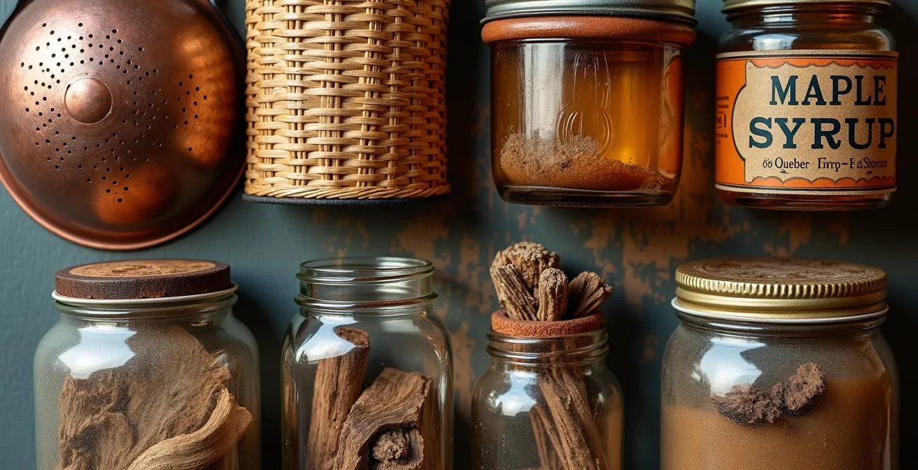 Collection de matériaux de récupération québécois pour créer des abat-jours artisanaux