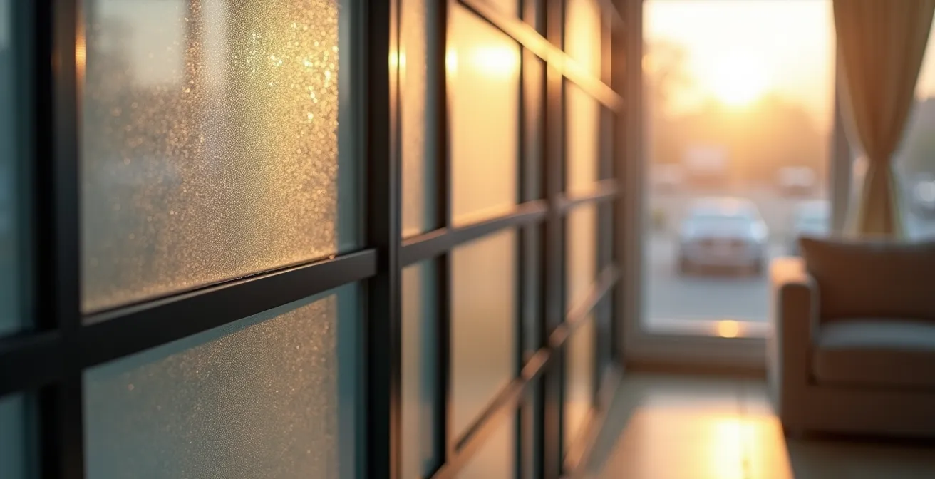 Cloison vitrée de style verrière industrielle séparant l'espace nuit dans un studio montréalais